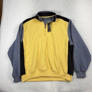 Vintage Page & Tuttle XL Yellow Colorblock Quarter Zip Pullover Sweatshirt NWT